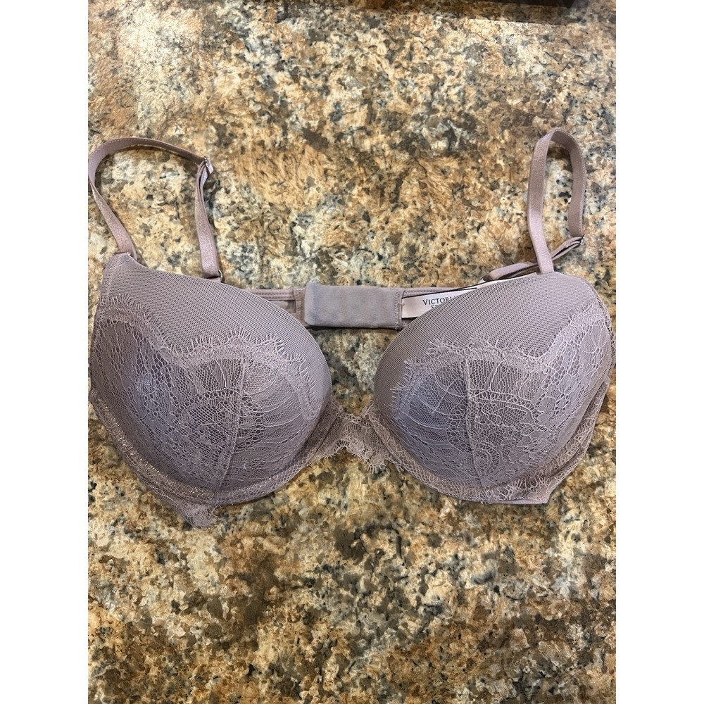 Victorias Secret 34C Bra Mauve Dream Angels Push Up Underwire Back Closure